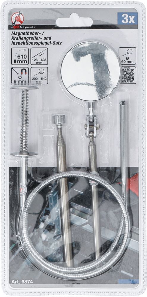 BGS Diy Magnetheber- / Krallengreifer- und Inspektionsspiegel Satz 3 teilig Produktbild BGS Diy Magnetheber- / Krallengreifer- und Inspektionsspiegel Satz 3 teilig bild 3