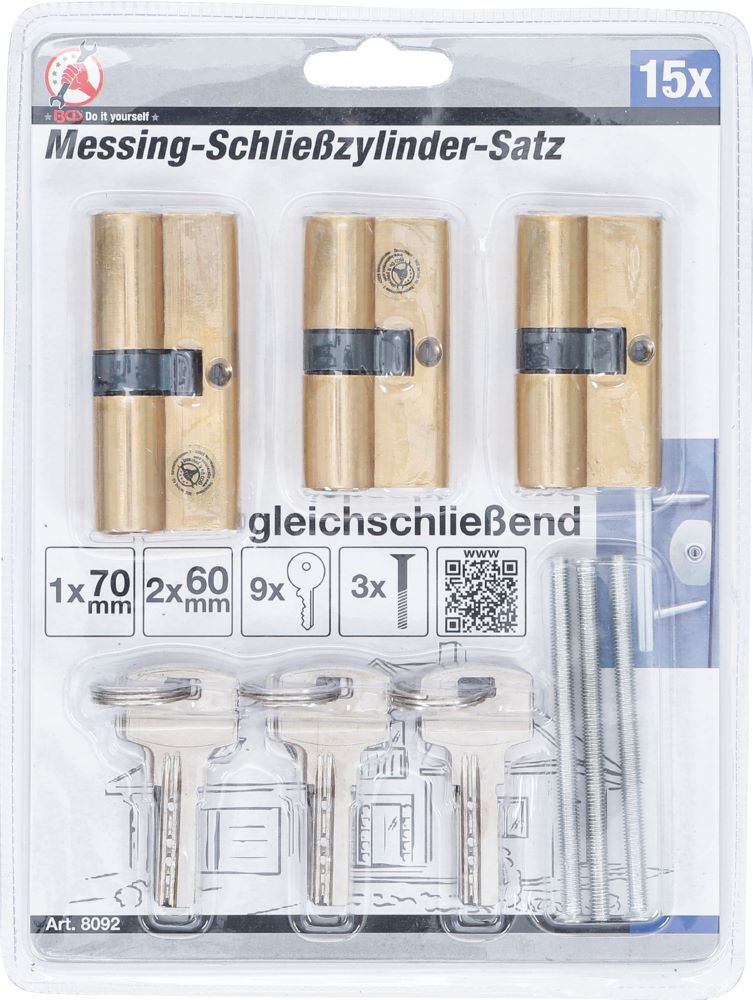 Produktbild Messing Schließzylinder Satz gleichschließend 15 teilig bild 2