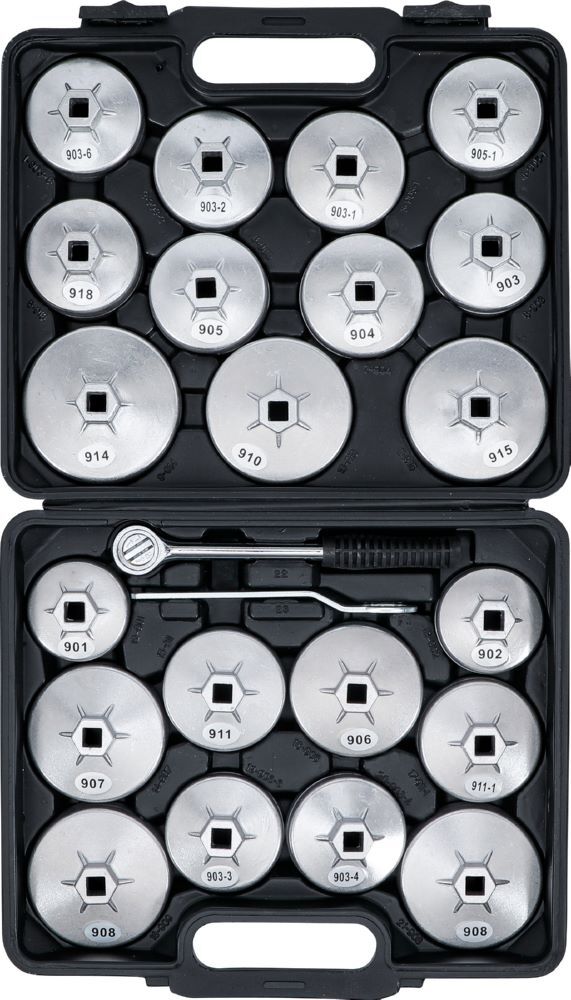 Produktbild Ölfilterschlüssel Satz Aluminium-Druckguss Innenvierkant 1/2 Zoll 23 teilig bild 4