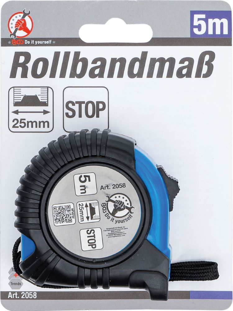 BGS Diy Rollbandmaß 25 mm x 5 m Blau / Schwarz Produktbild BGS Diy Rollbandmaß 25 mm x 5 m Blau / Schwarz bild 3