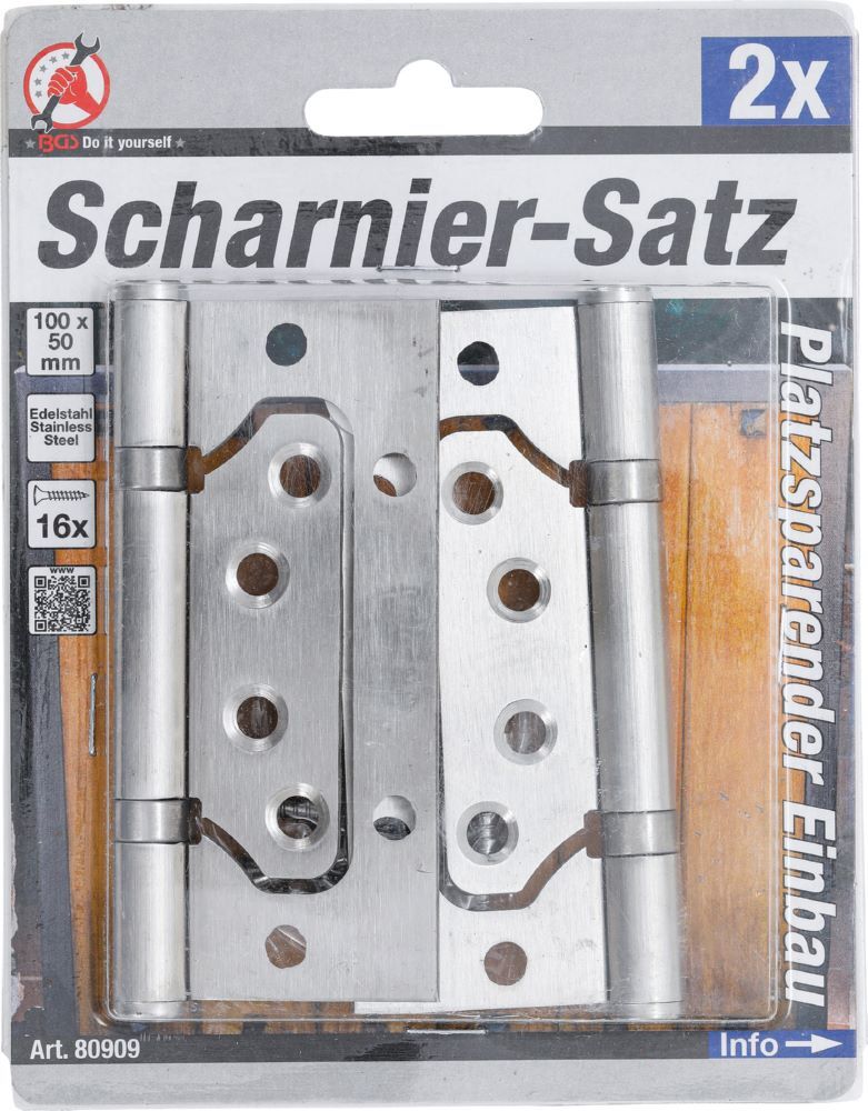 Produktbild Scharnier Satz Edelstahl für platzsparenden Einbau 100 x 50 mm 2 teilig bild 2