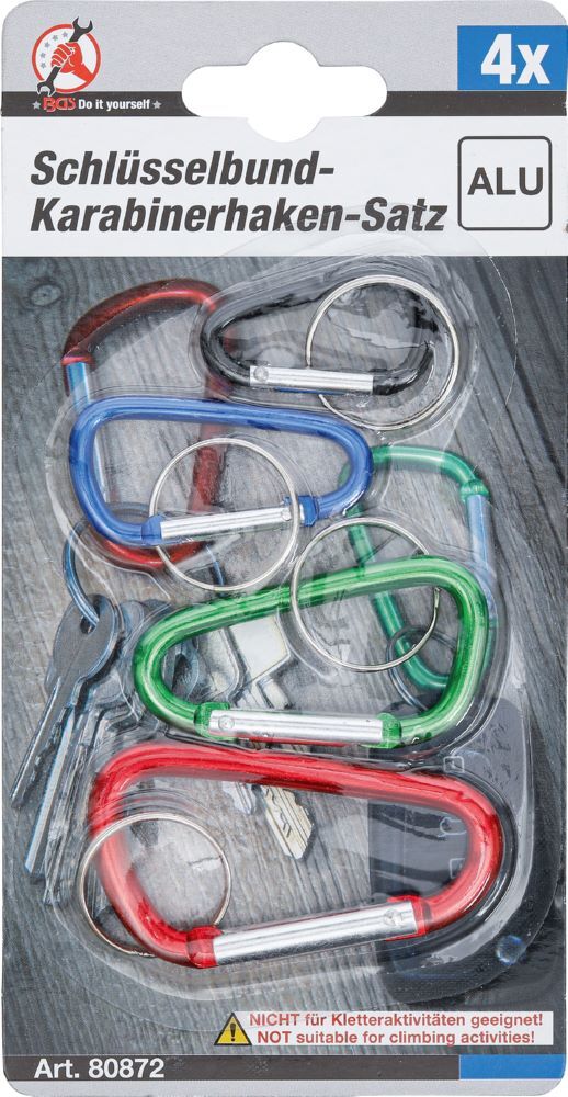 Produktbild Schlüsselbund Karabinerhaken Satz 4 teilig bild 3