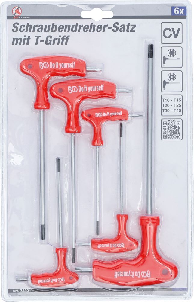 BGS Diy Schraubendreher Satz mit Bohrung T10 - T40 6 teilig mit T-Griff Produktbild BGS Diy Schraubendreher Satz mit Bohrung T10 - T40 6 teilig mit T-Griff bild 3