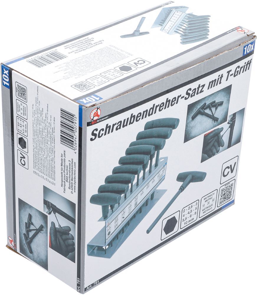 BGS Diy Schraubendreher Satz mit 2 - 10 mm 10 teilig T-Griff Innensechskant Produktbild BGS Diy Schraubendreher Satz mit 2 - 10 mm 10 teilig T-Griff Innensechskant bild 4