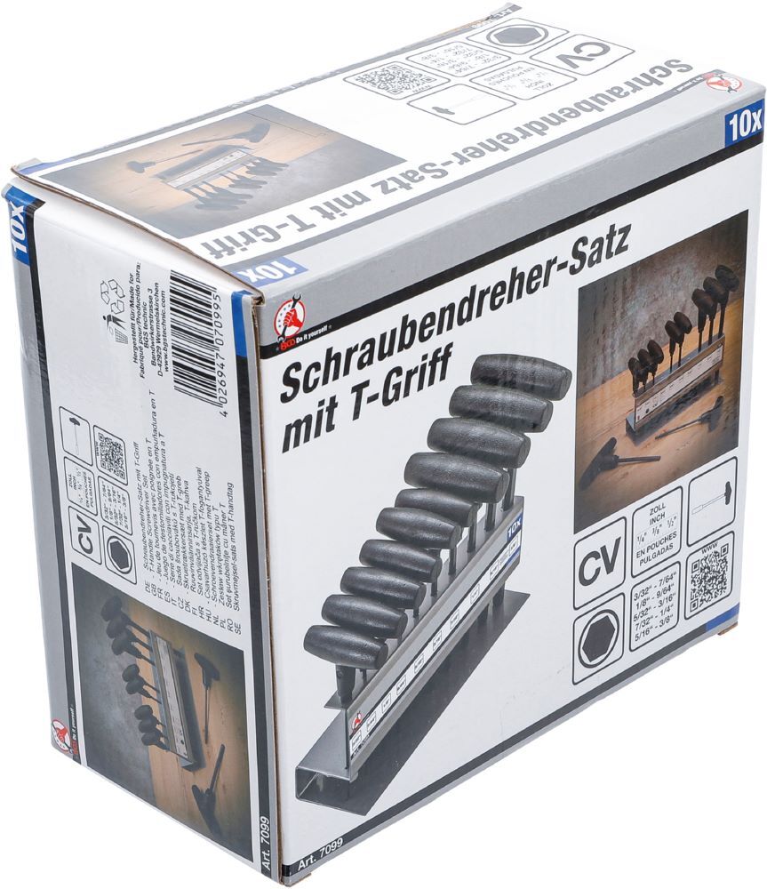BGS Diy Schraubendreher Satz Innensechskant 3/32 Zoll - 3/8 Zoll 10 teilig mit T-Griff BGS Diy Schraubendreher Satz Innensechskant 3/32 Zoll - 3/8 Zoll 10 teilig mit T-Griff