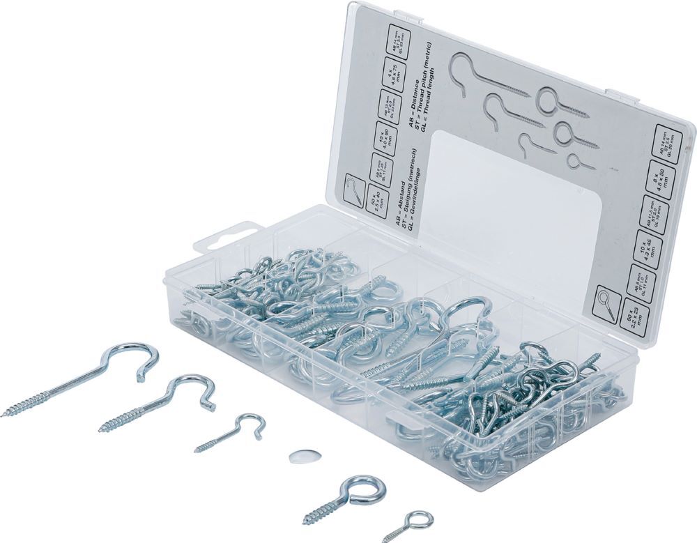 Produktbild BGS Diy Schraubhaken / Ringhaken Sortiment 142 teilig