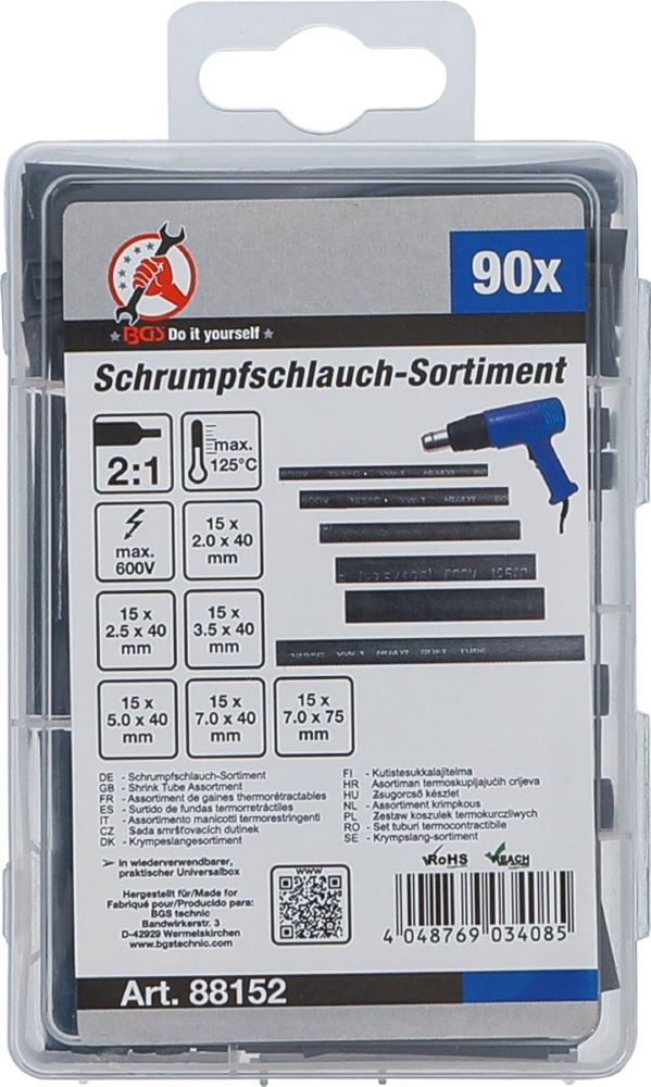 Produktbild Schrumpfschlauch Sortiment schwarz 90 teilig bild 3