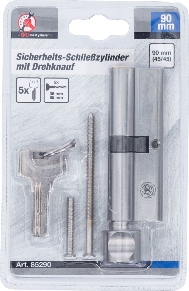 Produktbild Sicherheits Türzylinder mit Drehknauf 45/45 90 mm bild 4