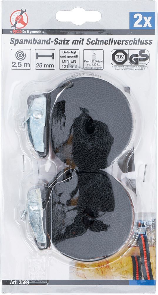Produktbild Spannband Satz mit Schnellverschluss 2,5 m x 25 mm 2 teilig bild 3