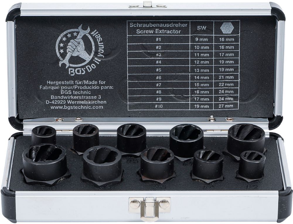 Produktbild BGS Diy Spiral Profil Steckschlüssel Satz / Schraubenausdreher 9-19 mm 10 teilig