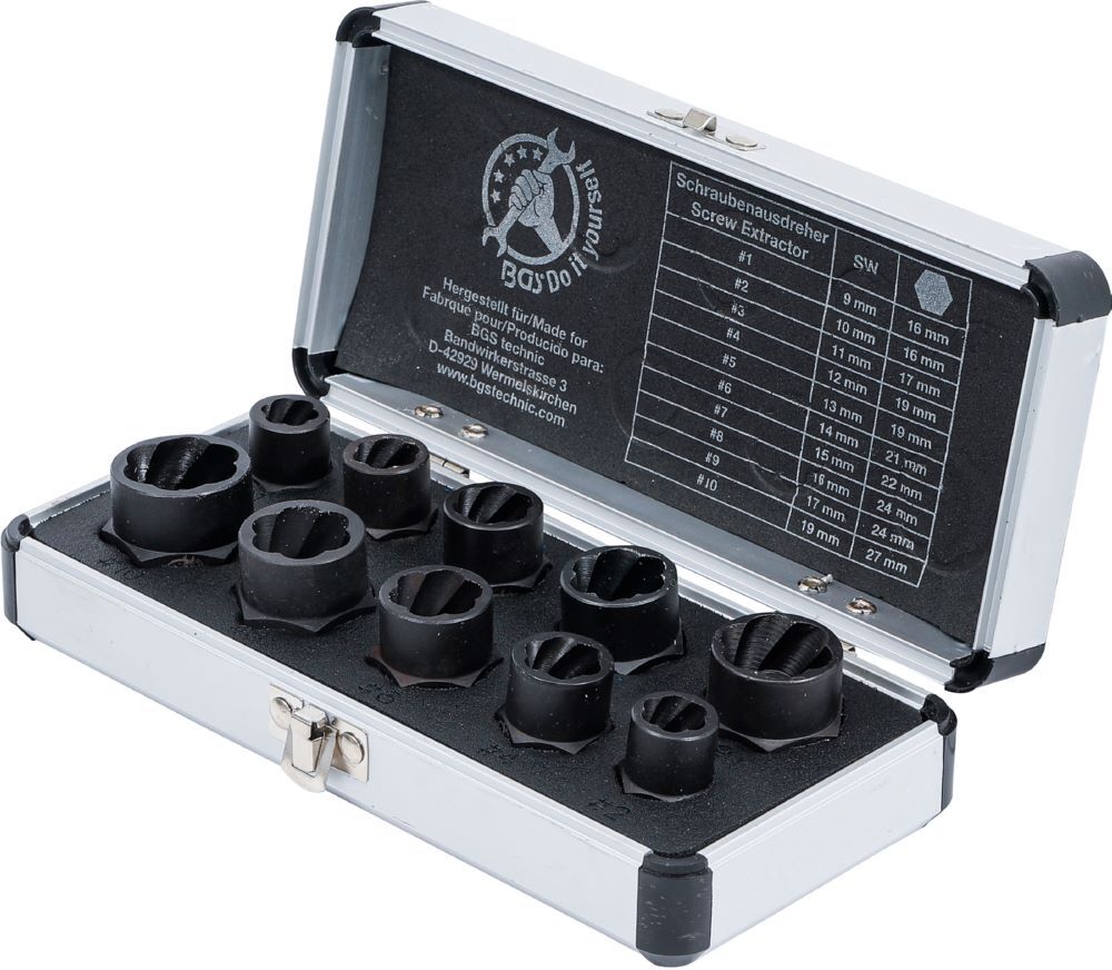 Produktbild Spiral Profil Steckschlüssel Satz / Schraubenausdreher 9-19 mm 10 teilig bild 3