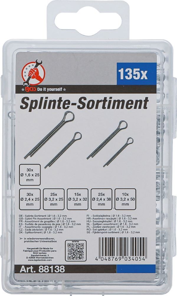 Produktbild Splinte Sortiment Durchmesser 1,6 - 3,2 mm 135 teilig bild 3