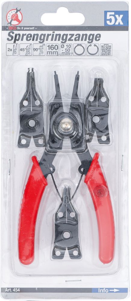 BGS Diy Sprengringzange mit auswechselbaren Köpfen 160 mm 5 teilig Produktbild BGS Diy Sprengringzange mit auswechselbaren Köpfen 160 mm 5 teilig bild 4