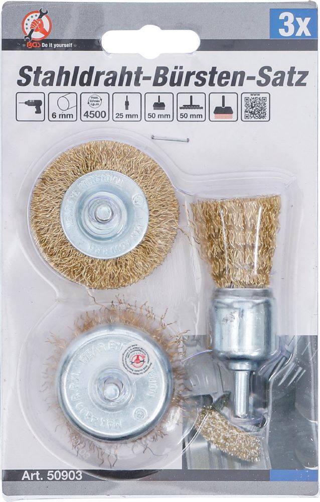 Produktbild Stahldraht Bürsten Satz Durchmesser 25 - 50 mm 3 teilig bild 4