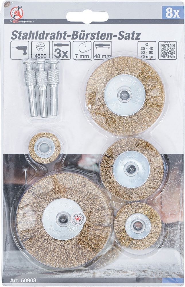 Produktbild Stahldraht Bürsten Satz Durchmesser 25 - 75 mm 8 teilig bild 4
