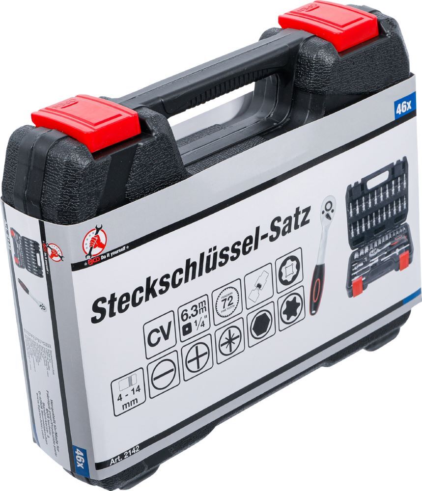 Produktbild Steckschlüssel Satz Antrieb 6,3 mm 1/4 Zoll 46 teilig bild 6