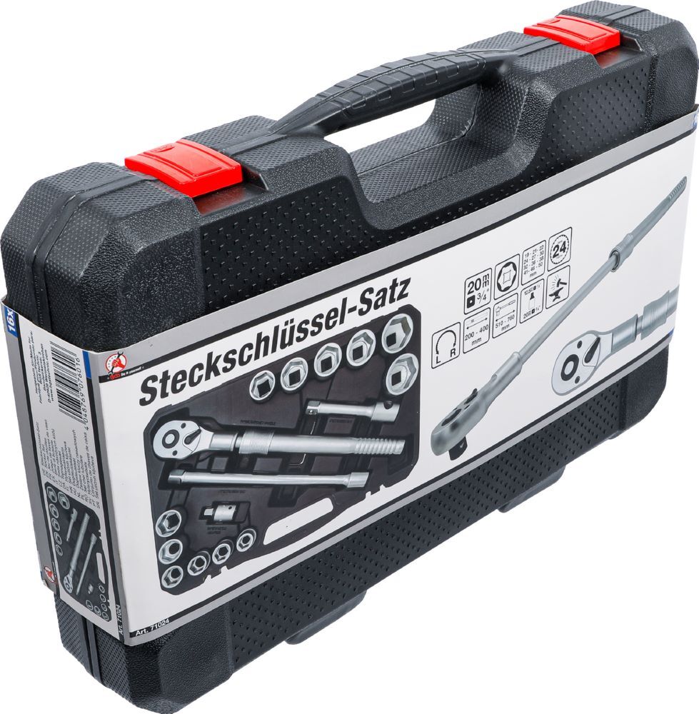 Produktbild Steckschlüssel Satz mit Umschaltknarre ausziehbar Antrieb 3/4 Zoll 16 teilig bild 6