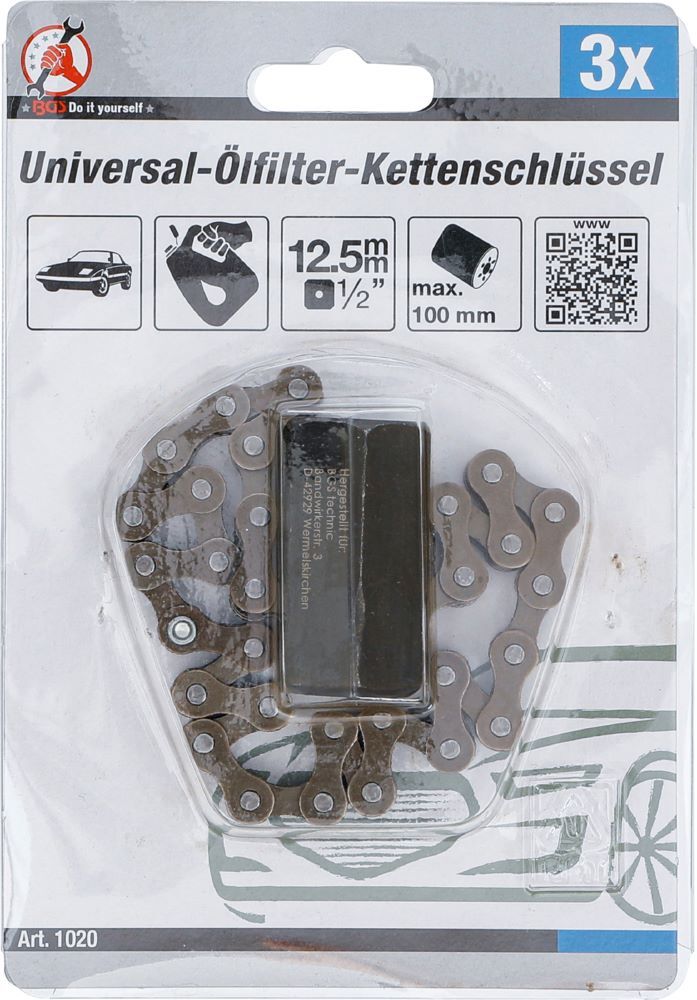 Produktbild Universal Ölfilter Kettenschlüssel Antrieb Innenvierkant 1/2 Zoll 100 mm bild 3