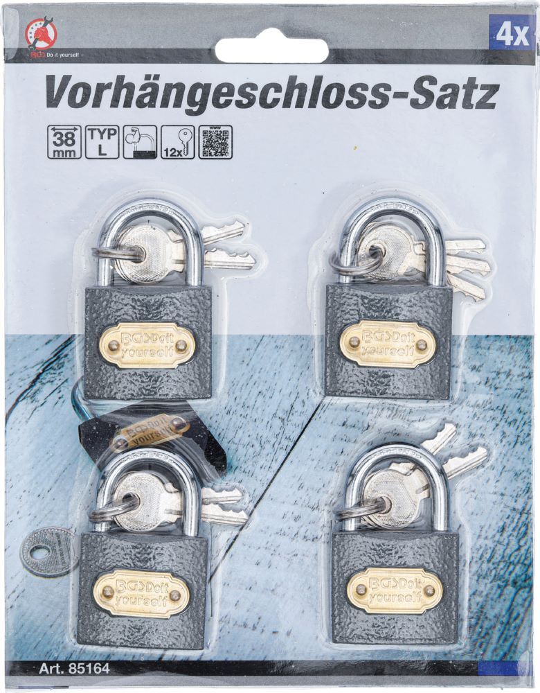 Produktbild Vorhängeschloss Satz gleichschließend Typ L 35mm 4 teilig bild 2