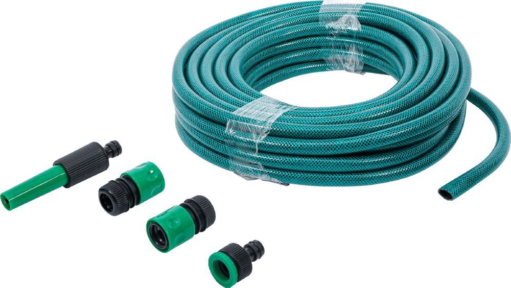 Produktbild BGS Diy Wasserschlauch PVC mit Wasserspritze und Schnellkupplungen 15 meter 6 teilig