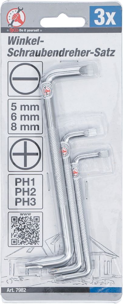 Produktbild Winkel Schraubendreher Satz Schlitz / Kreuzschlitz 3 teilig bild 3