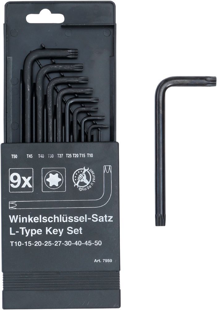 BGS Diy Winkelschlüssel Satz T-Profil für Torx T10 - T50 9 teilig Produktbild BGS Diy Winkelschlüssel Satz T-Profil für Torx T10 - T50 9 teilig