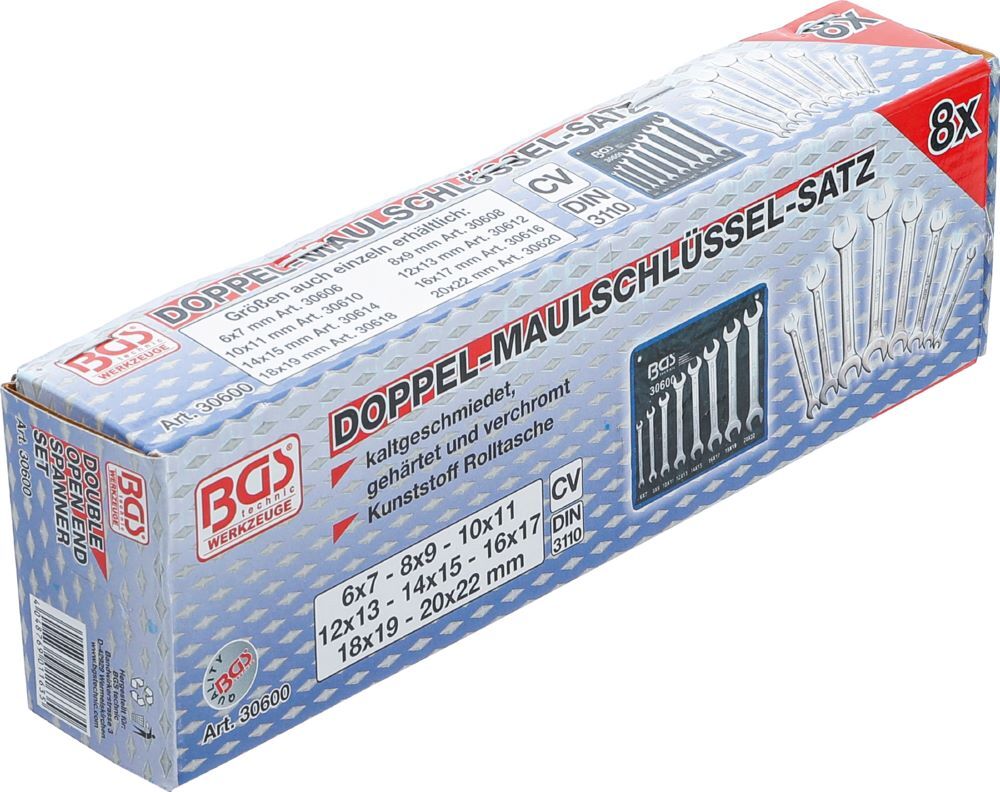 BGS Doppel Maulschlüssel Satz 6 - 22 mm 8 teilig Produktbild BGS Doppel Maulschlüssel Satz 6 - 22 mm 8 teilig bild 5