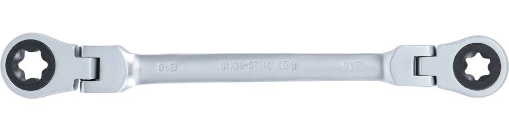 Produktbild BGS Doppel Ratschen Ringschlüssel E14xE18 abwinkelbar mit E-Profil Ringköpfen bild 3