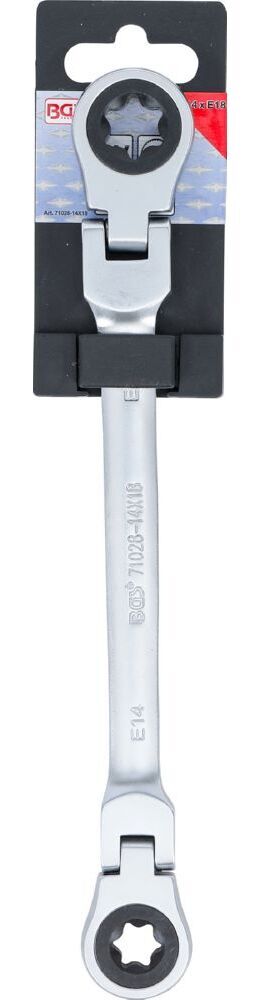 Produktbild BGS Doppel Ratschen Ringschlüssel E14xE18 abwinkelbar mit E-Profil Ringköpfen bild 4