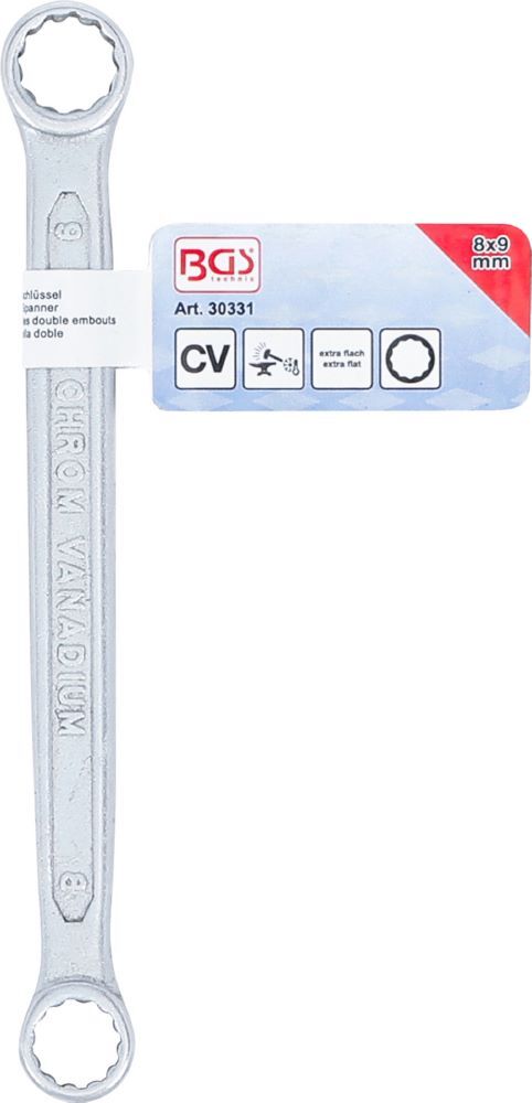 BGS Doppel Ringschlüssel 8 x 9 mm extra flach Produktbild BGS Doppel Ringschlüssel 8 x 9 mm extra flach bild 5