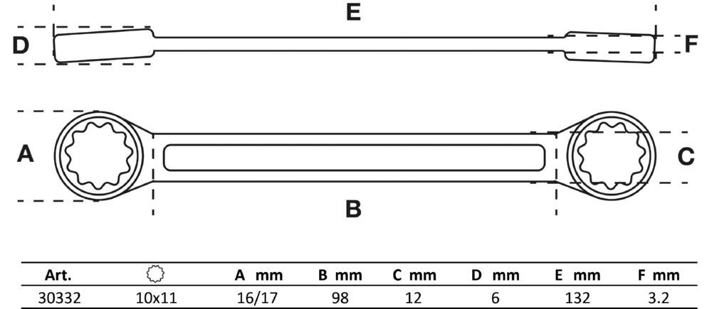BGS Doppel Ringschlüssel 10 x 11 mm extra flach Produktbild BGS Doppel Ringschlüssel 10 x 11 mm extra flach bild 2