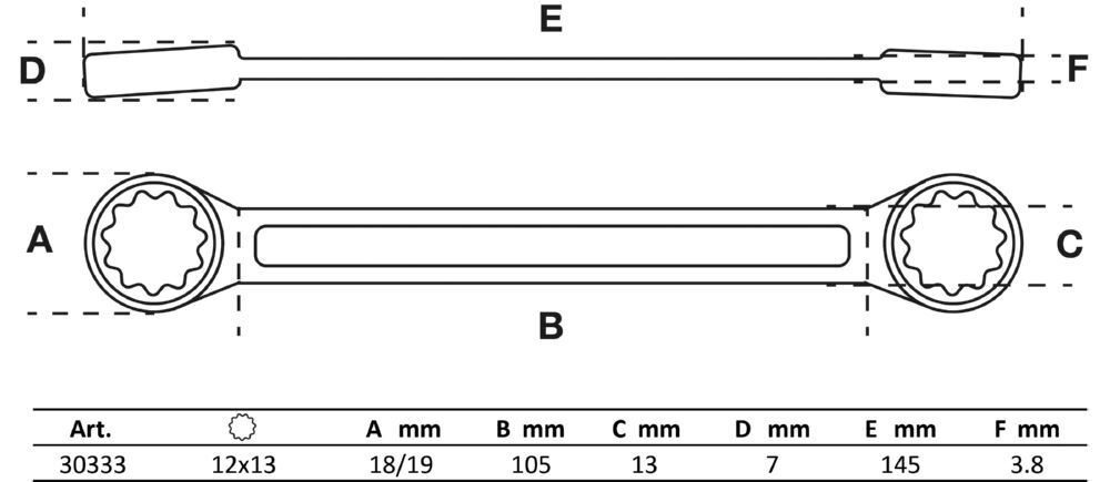 BGS Doppel Ringschlüssel 12 x 13 mm extra flach Produktbild BGS Doppel Ringschlüssel 12 x 13 mm extra flach bild 2