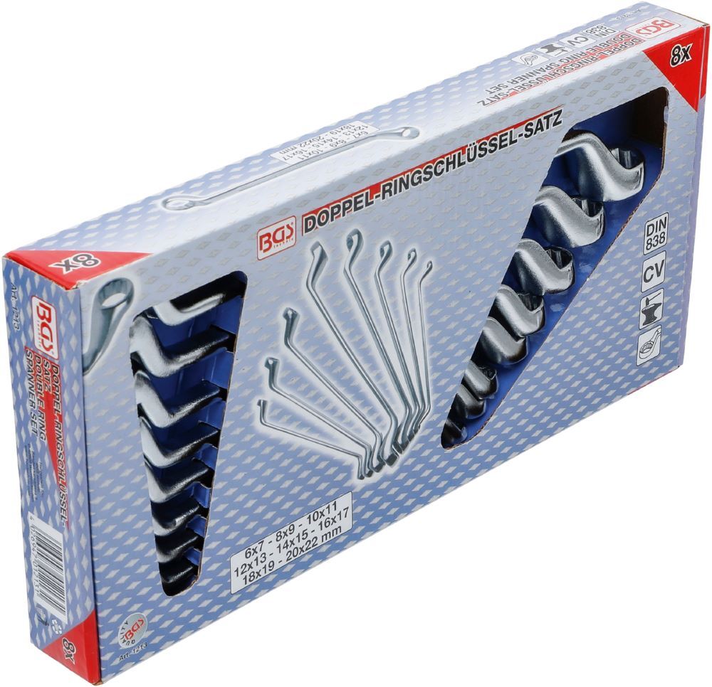 BGS Doppel Ringschlüssel Satz 6 x 7 - 20 x 22 mm 8 teilig gekröpft Produktbild BGS Doppel Ringschlüssel Satz 6 x 7 - 20 x 22 mm 8 teilig gekröpft bild 4