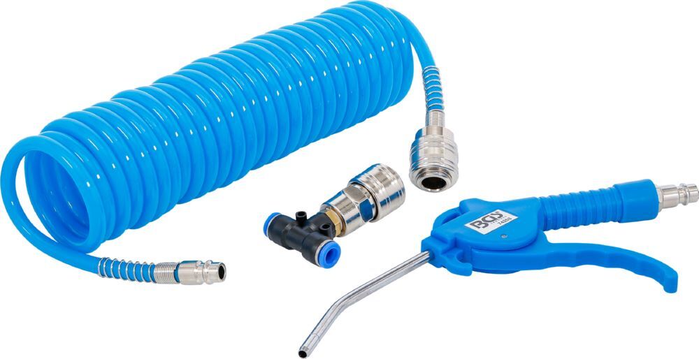 BGS Druckluft Ausblaspistole mit Spiralschlauch 5 meter und T-Verbinder Produktbild BGS Druckluft Ausblaspistole mit Spiralschlauch 5 meter und T-Verbinder