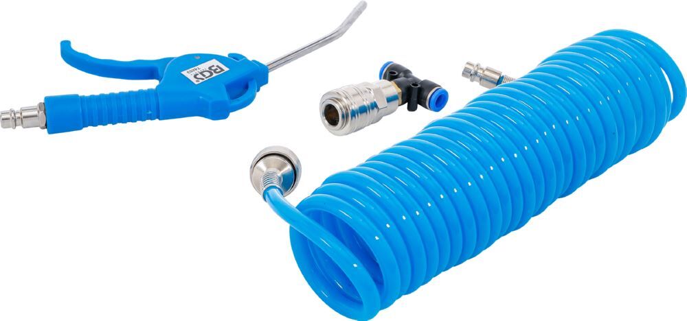 BGS Druckluft Ausblaspistole mit Spiralschlauch 5 meter und T-Verbinder Produktbild BGS Druckluft Ausblaspistole mit Spiralschlauch 5 meter und T-Verbinder bild 2