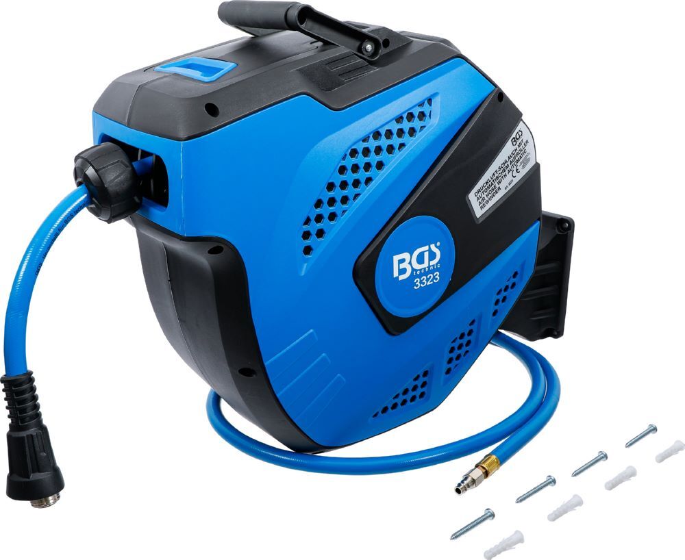 BGS Druckluftschlauch mit Aufroller 12 meter und 2 meter Verbindung automatisch Produktbild BGS Druckluftschlauch mit Aufroller 12 meter und 2 meter Verbindung automatisch