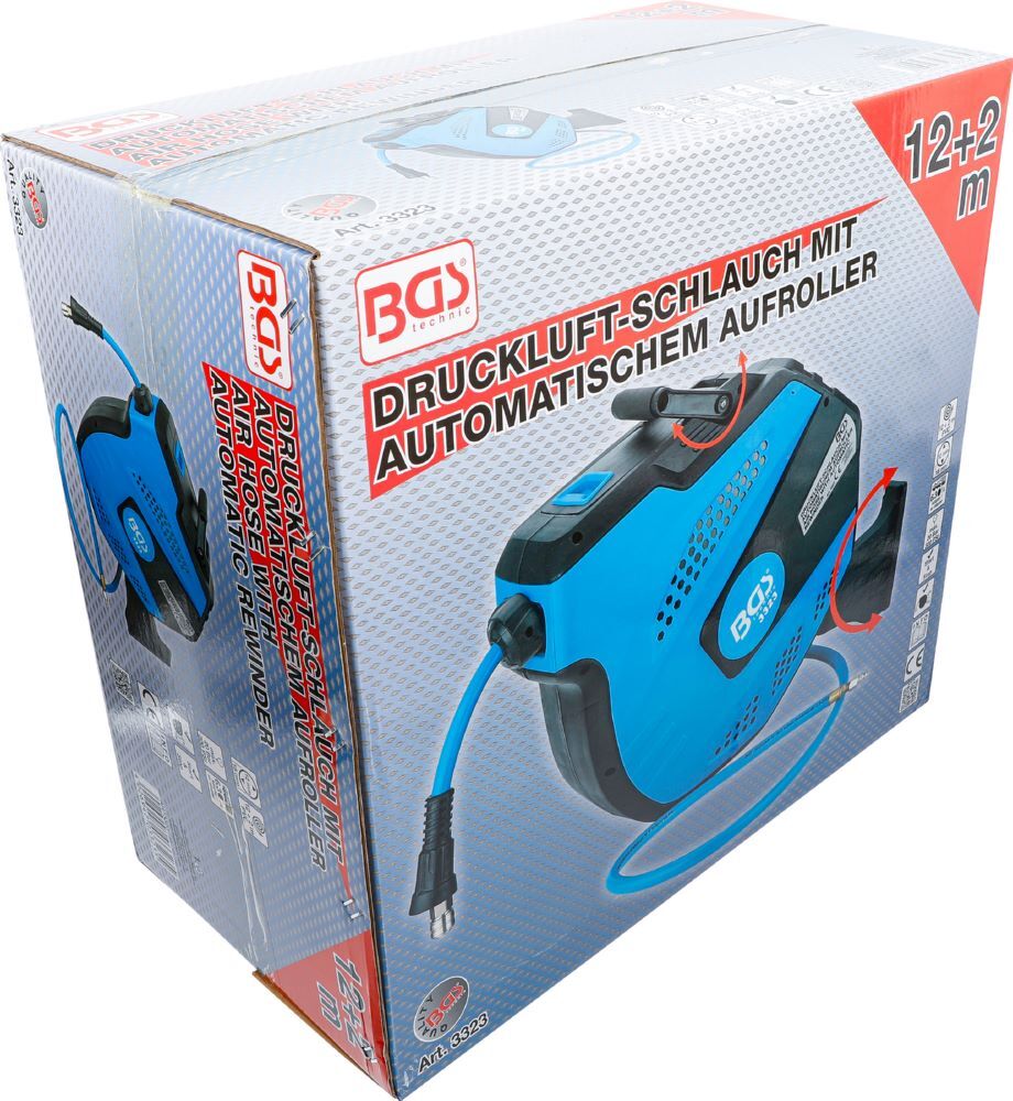 BGS Druckluftschlauch mit Aufroller 12 meter und 2 meter Verbindung automatisch Produktbild BGS Druckluftschlauch mit Aufroller 12 meter und 2 meter Verbindung automatisch bild 6