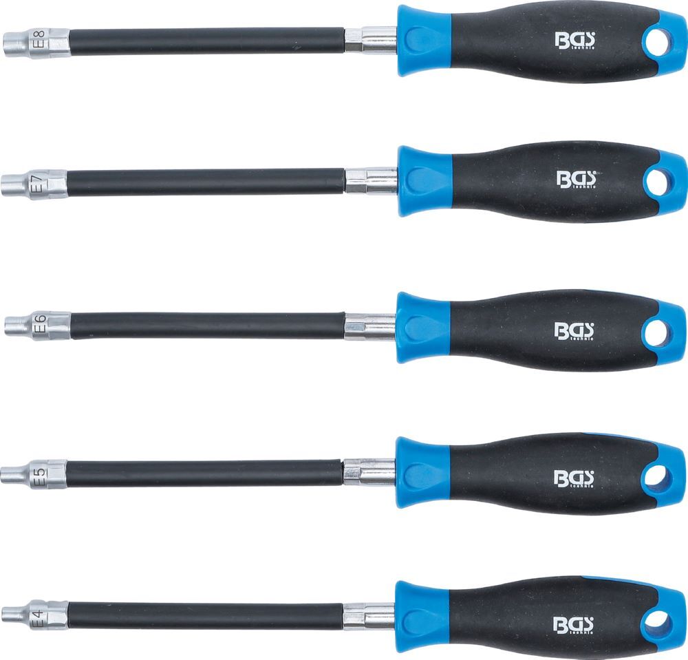 Produktbild Flexibler Schraubendreher Satz mit Rundgriff E-Profil E4 - E8 5 teilig bild 2