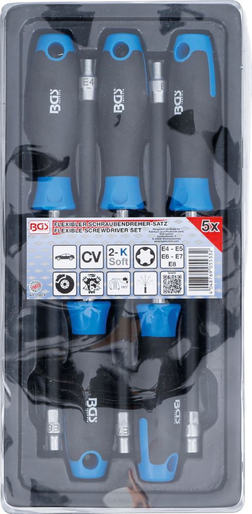 Produktbild Flexibler Schraubendreher Satz mit Rundgriff E-Profil E4 - E8 5 teilig bild 3