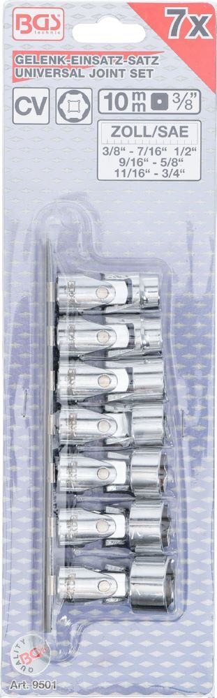Produktbild Gelenk Steckschlüssel Satz Sechskant  Innenvierkant 3/8 Zoll 7 teilig bild 4