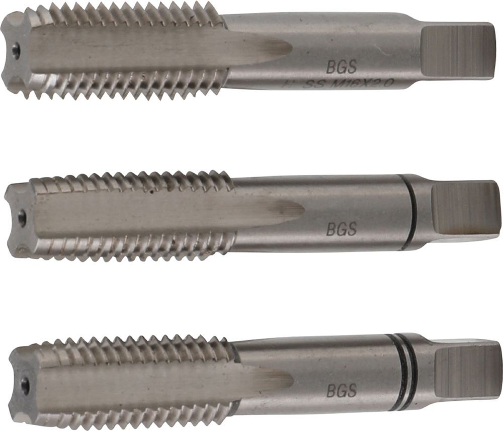 Produktbild BGS Gewindebohrer Satz Vor- Mittel- und Fertigschneider HSS-G M16 x 2,0 3 teilig