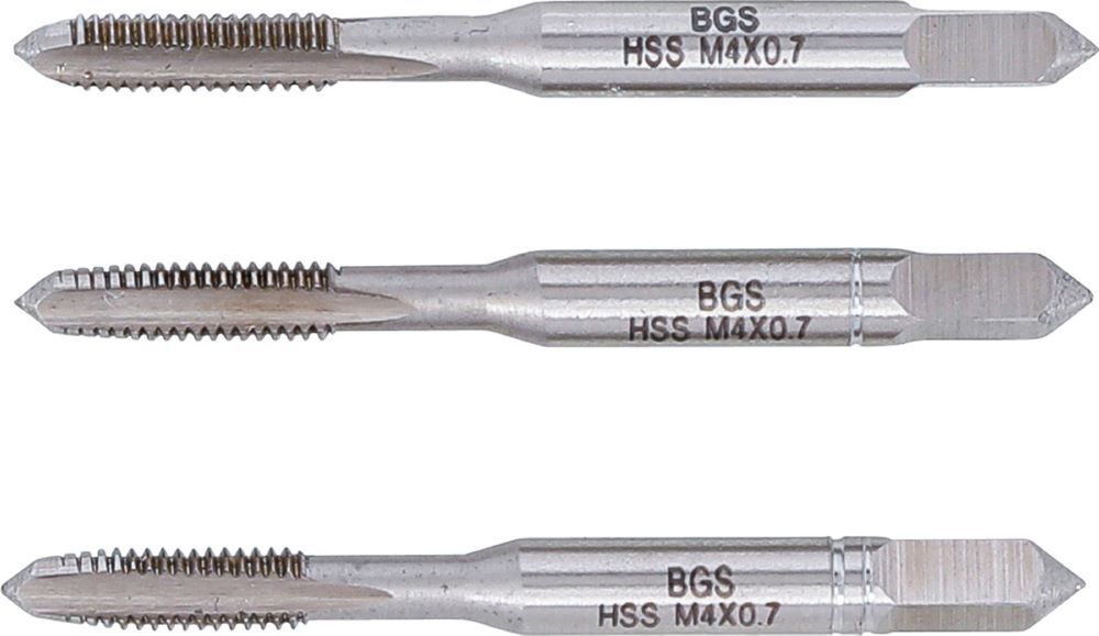Produktbild Gewindebohrer Satz Vor- Mittel- und Fertigschneider HSS-G M4 x 0,7 3 teilig bild 3