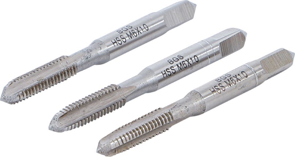 Produktbild BGS Gewindebohrer Satz Vor- Mittel- und Fertigschneider HSS-G M6 x 1,0 3 teilig