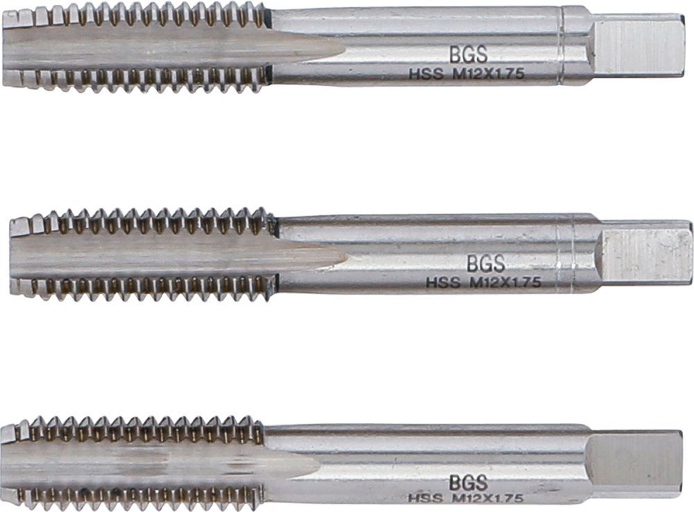 Produktbild Gewindebohrer Satz Vor- Mittel- und Fertigschneider HSS-G M12 x 1,75 3 teilig bild 3