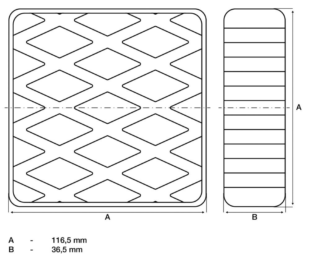 Produktbild Gummiauflage für Hebebühnen 116,5 x 116,5 x 36,5 mm bild 2