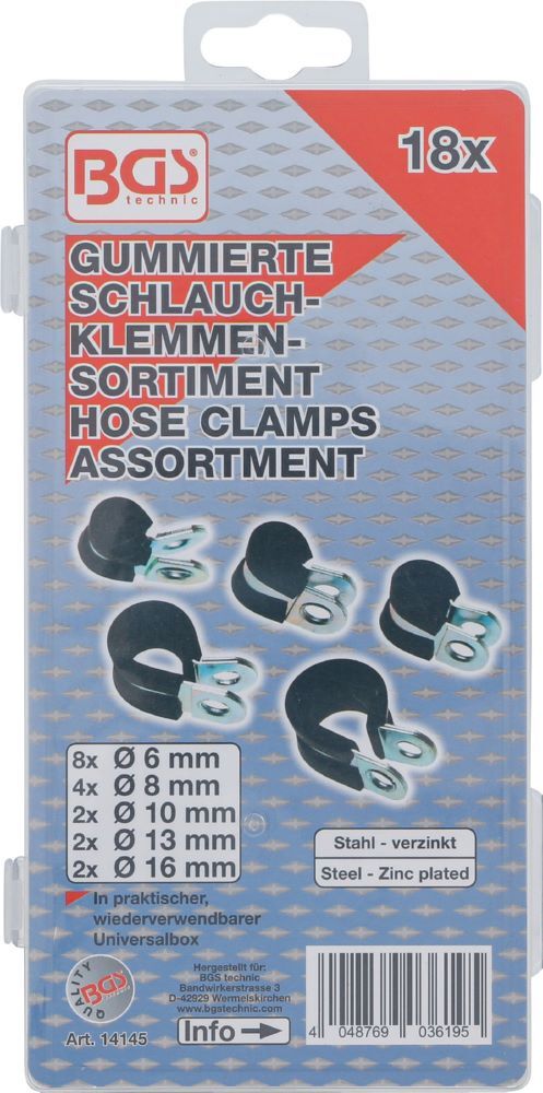 Produktbild Gummierte Schlauchklemmen-Sortiment Durchmesser 6 - 16 mm 18 teilig bild 3