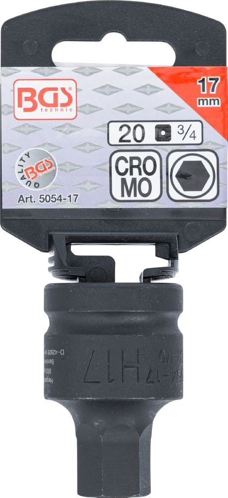 Produktbild Kraft Bit Innensechskant 17 mm Einsatz Länge 55 mm Antrieb Innenvierkant 20 mm bild 2