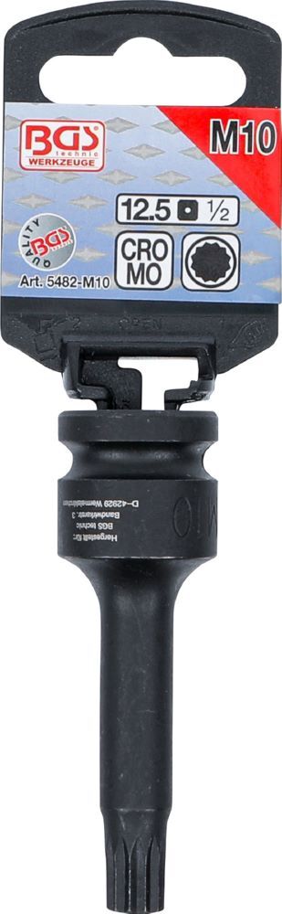 Produktbild Kraft Bit Innenvielzahn M10 Einsatz Länge 75 mm Antrieb Innenvierkant 12,5 mm  bild 2