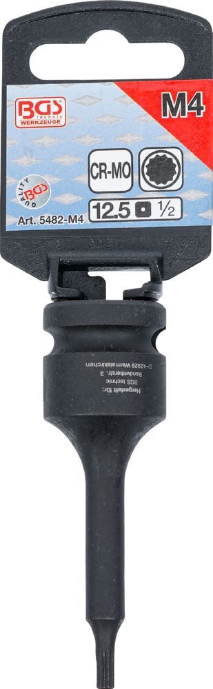 Produktbild Kraft Bit Innenvielzahn M4 Einsatz Länge 75 mm Antrieb Innenvierkant 12,5 mm  bild 2