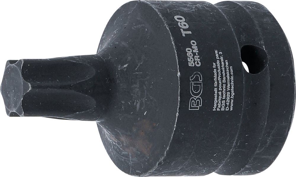 Produktbild BGS Kraft Bit T60 Einsatz Länge 60 mm Antrieb Innenvierkant 20 mm 3/4 Zoll
